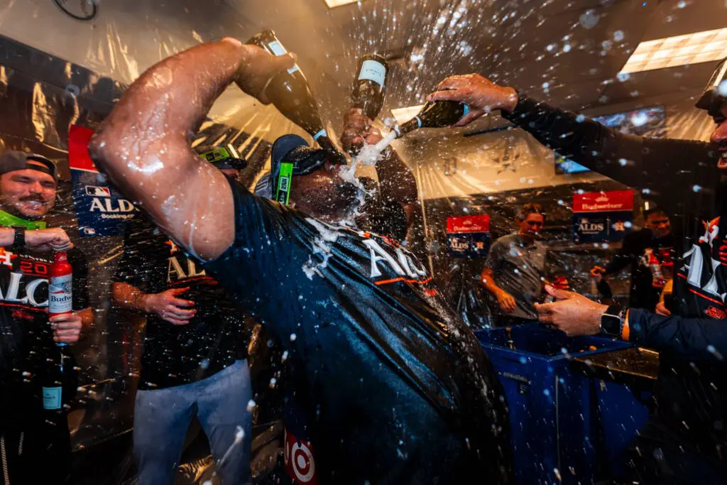 The Astros earned every bit of the clinch part after dispatching of the Twins in four games. (@HoustonAstros)