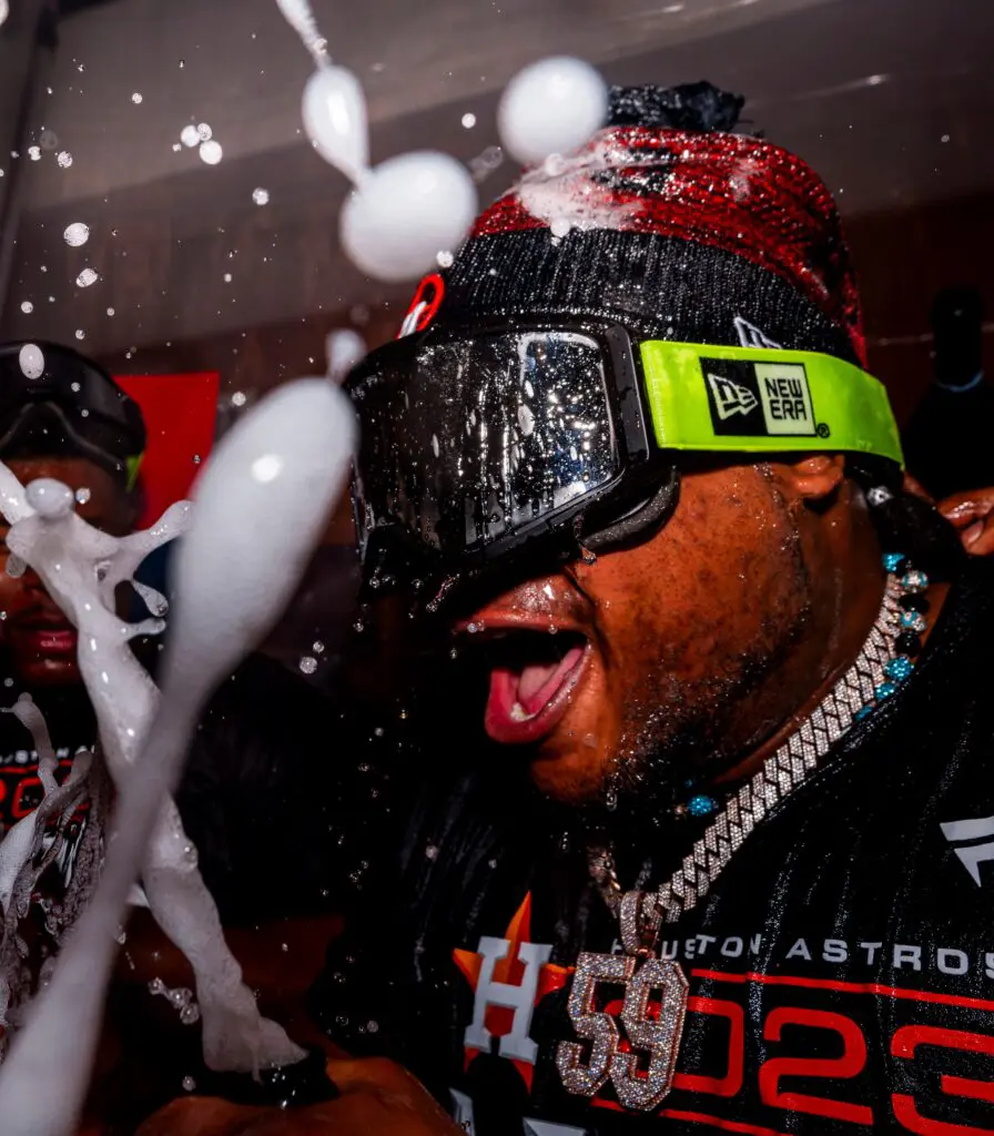 Framber Valdez certainly knows how to celebrate another American League Championship Series for the Astros. (@HoustonAstros)