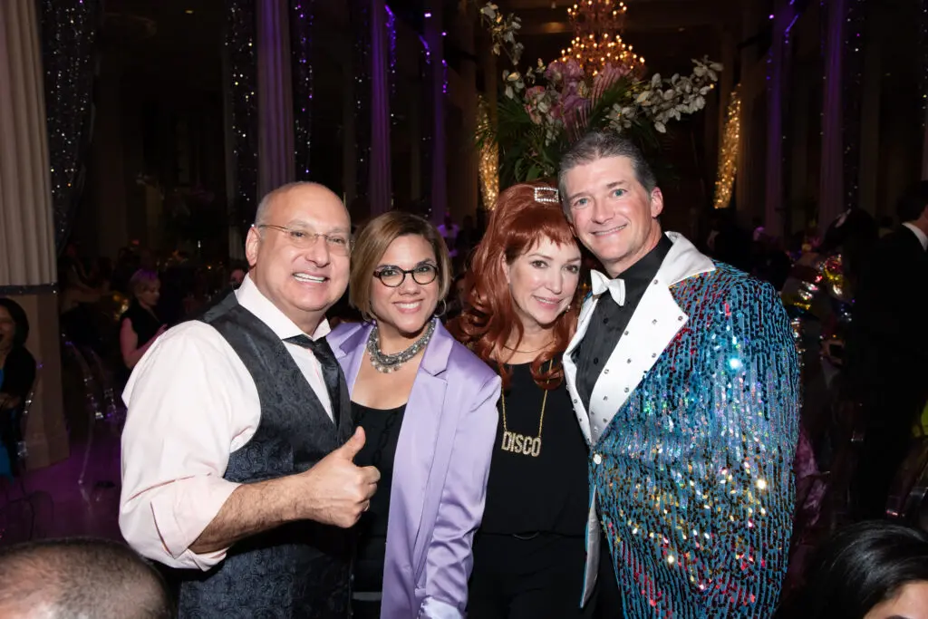Mayoral candidate Gilbert Garcia and Dee Dee Garcia, Ginny & Jason Endecott  at the Children's Museum Houston 'A Night at Studio 54' gala, held at Corinthian Houston. (Photo by Alexander's Fine Portrait Design)