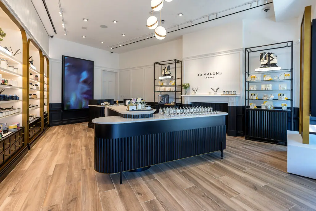 The tasting table is front and center at the new Jo Malone store on Market Street. (Photo by Kathleen O'Ryan)