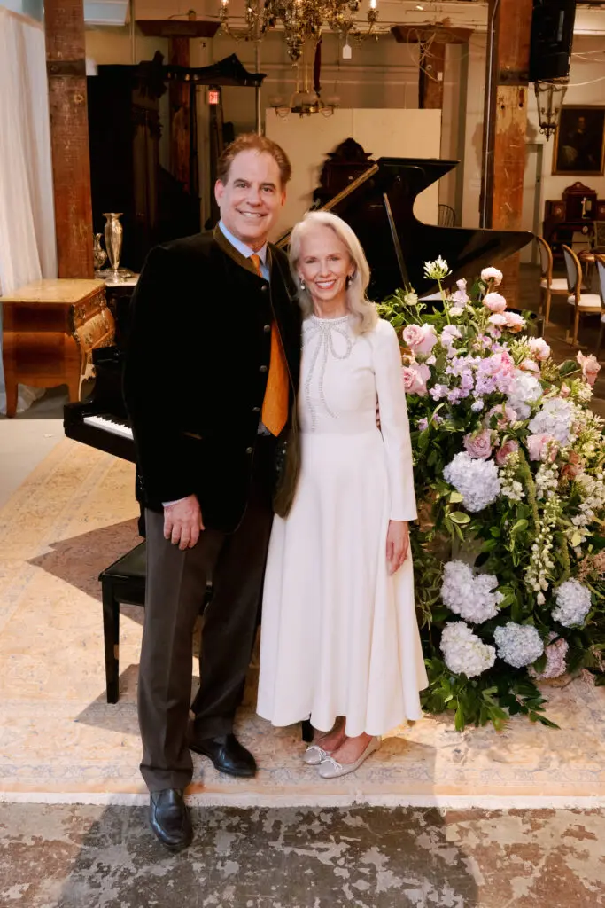 Internationally acclaimed interior designer Timothy Corrigan and New Orleans Auction Galleries owner and CEO Susan Sarofim cohost the NOAG Marie Antoinette-inspired dinner evening. 