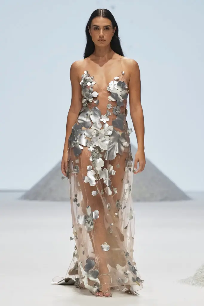 Pipatchara unveiled a well-received collection of handmade macrame pieces with all up-cycled materials.  (Photo by Dubai Fashion Week )