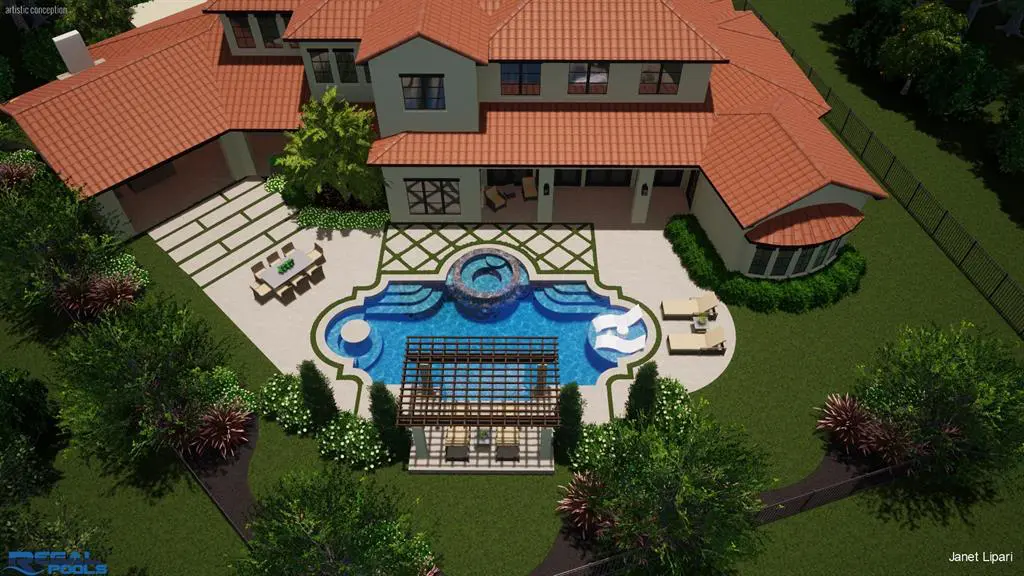 This is a rendering of the pool and spa design, by Regal Pools. 