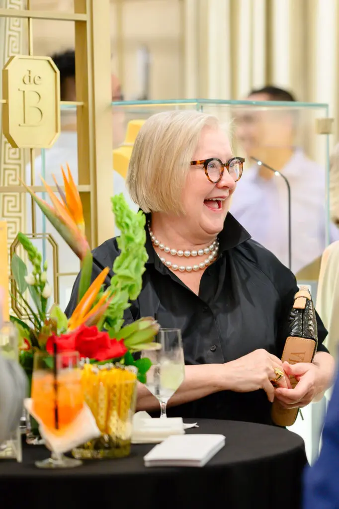 Sue Payne at The Orange Show Gala kickoff at deBoulle (Photo by Si Vo Photography)