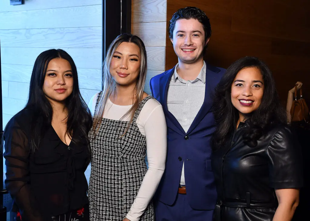 Verna Ravago, Christina Tran, Sean O'Brien, Jenny Harris  at Nobu for The Galleria & PaperCity Luxe Luncheon saluting Santa's Elves.