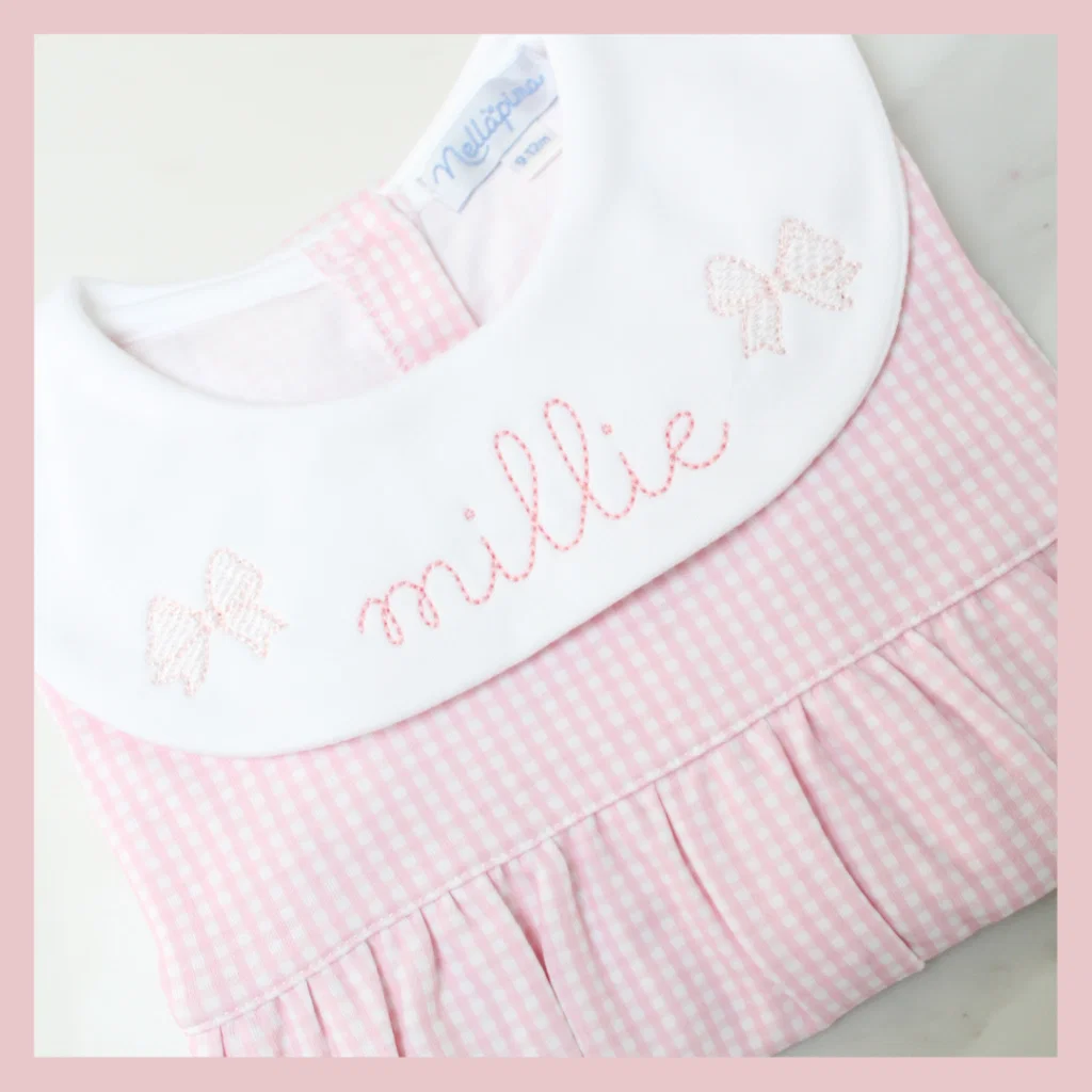 Pink Gingham Bubble,
$58.00.