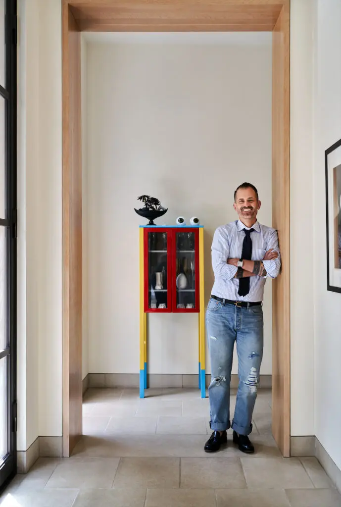 Interior designer Corbin See, 1980s Memphis tall chest designed by Ettore Sottsass. (Photo by Pär Bengtsson)