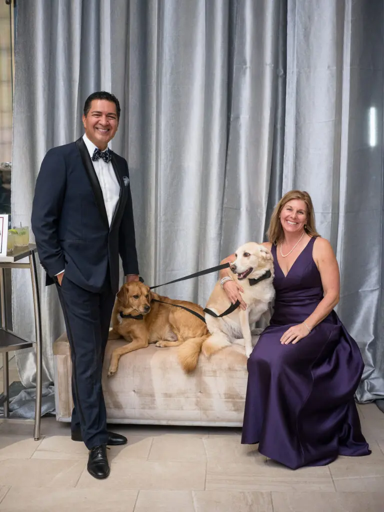 Anthony & Rebecca Yanez with Harvey and Houston at the Citizens for Animal Protection Celebrity Paws Gala (Photo by Daniel Ortiz)