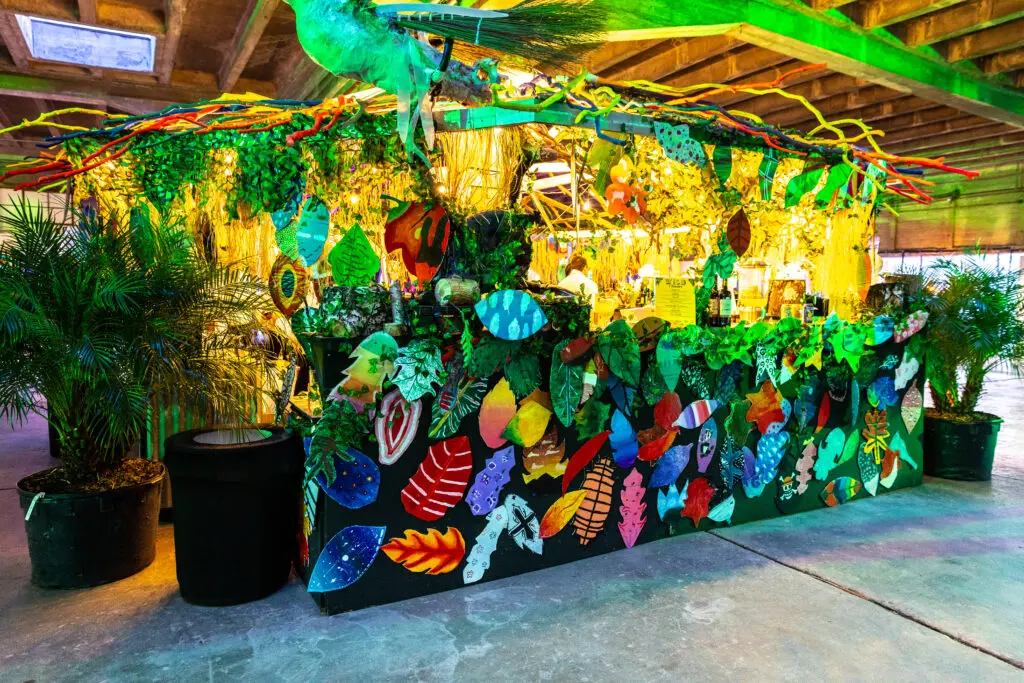 The artful bar was adorned with handmade leaves created by students at Yes Prep Public Schools at Orange Show Gala Where the Wild Things ART (Photo by Emily Jaschke and David DeHoyos)