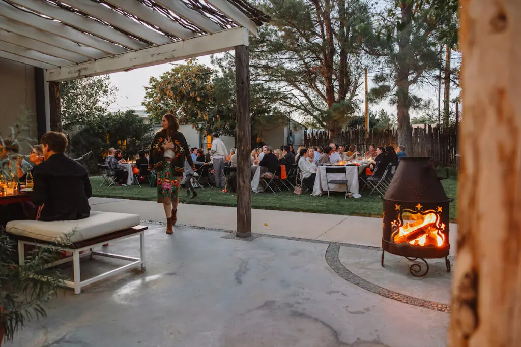 A welcome BBQ at the home of Fairfax Dorn, co-founder of Ballroom Marfa. 
