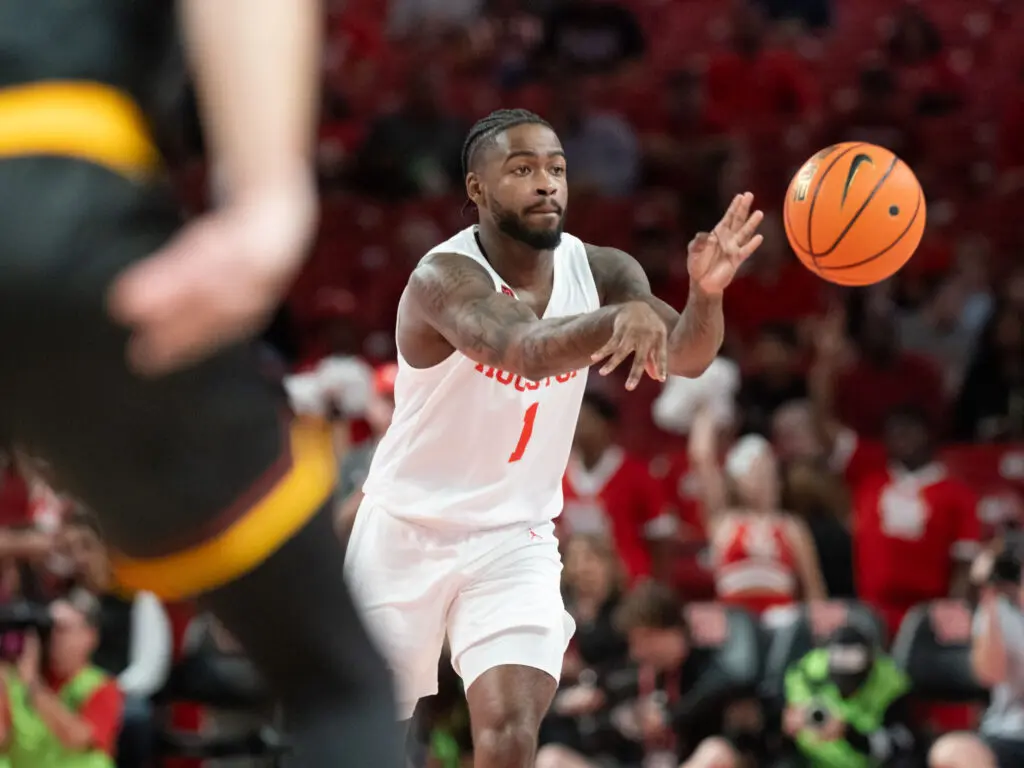 University of Houston point guard Jamal Shead is a passing wizard. (Photo by F. Carter Smith)