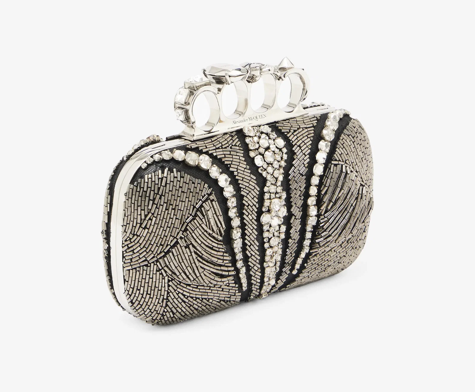 Extravagant Gifts 2023 – Women_s Knuckle Clutch in Silver by Alexander McQueen.