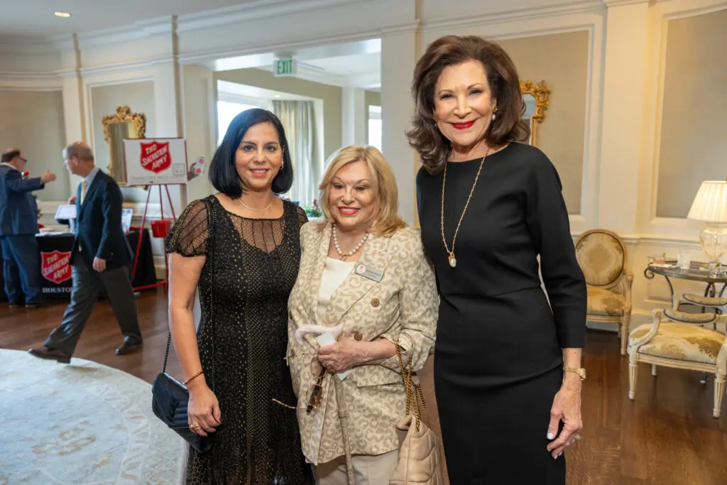 Frances Howard, Sidney Faust, Betty Hrncir at the Salvation Army of Greater Houston Annual Luncheon