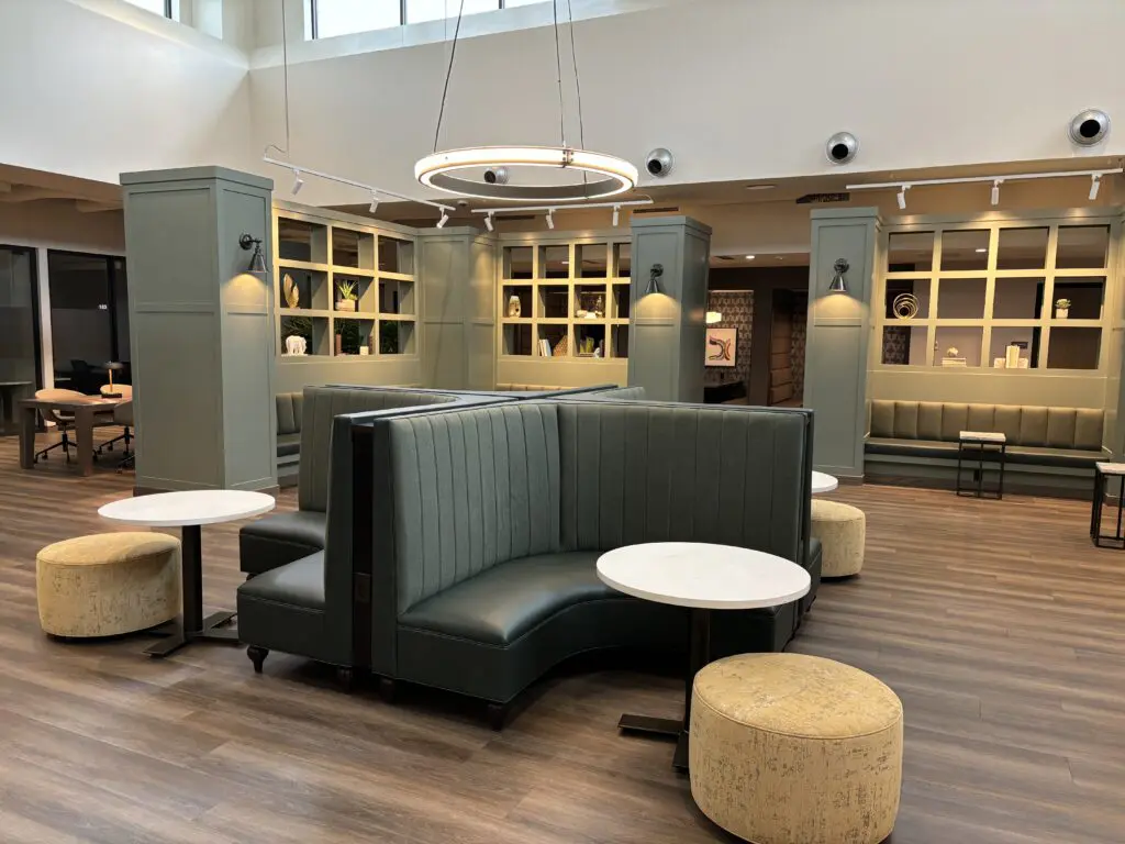 The library area at The Woodlands' Life Time is the heart of the fourth floor's work area. Great lighting and plenty of handy outlets make the quiet space ideal for those who want a break from working from home. (Photo by Laura Landsbaum)