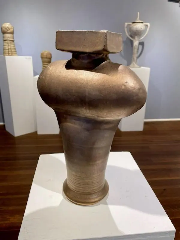 John Foelber's "The Earth Stood Still," 2023. This artwork was inspired by Robert Wise's 1951 sci-fi classic movie "The Day the Earth Stood Still." (Courtesy Foelber Pottery Gallery and Studios)