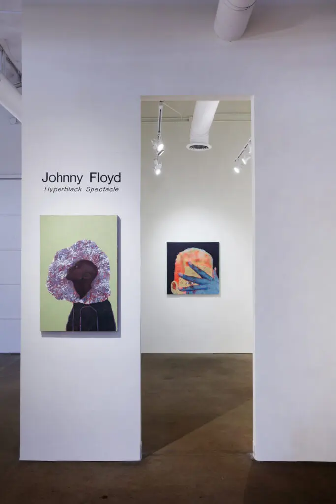An installation view of the "Johnny Floyd: Hyperblack Spectacle" (2021) solo exhibit at Conduit Gallery in Dallas. This exhibit marked artist Johnny Floyd's first solo gallery exhibition as an artist. (Courtesy Conduit Gallery, Dallas)