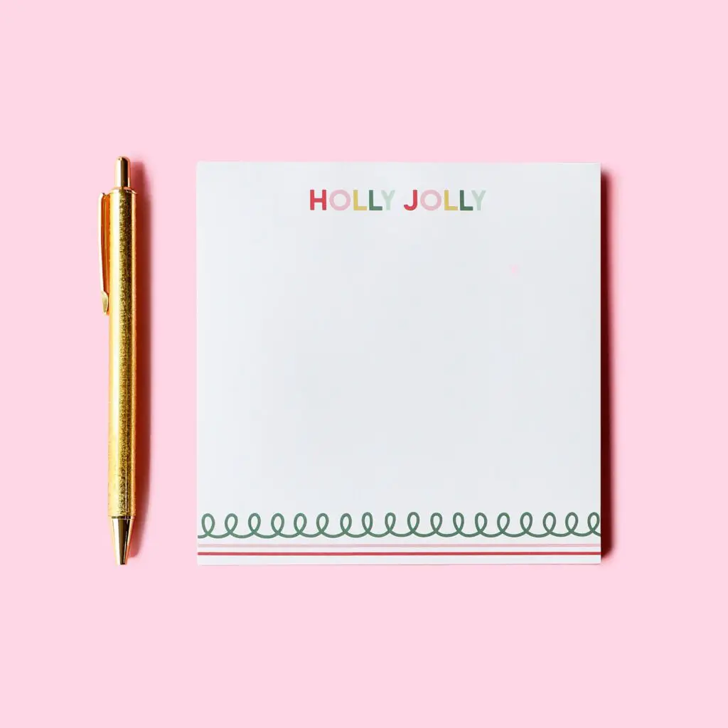 Holly Jolly Notepad, $15.