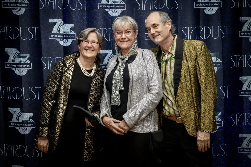 Louisa Meacham, Jill Whitten, Rob Proctor at Art League Houston’s 75th Anniversary Gala (Photo by Alex Barber and Laura Burlton)
