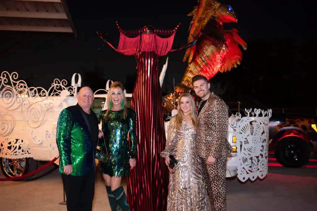 Paul & Melissa Dobrowski, Emily Dobrowski, Tom Lindberg at Orange Show Gala Where the Wild Things ART (Photo by Emily Jaschke and David DeHoyos)