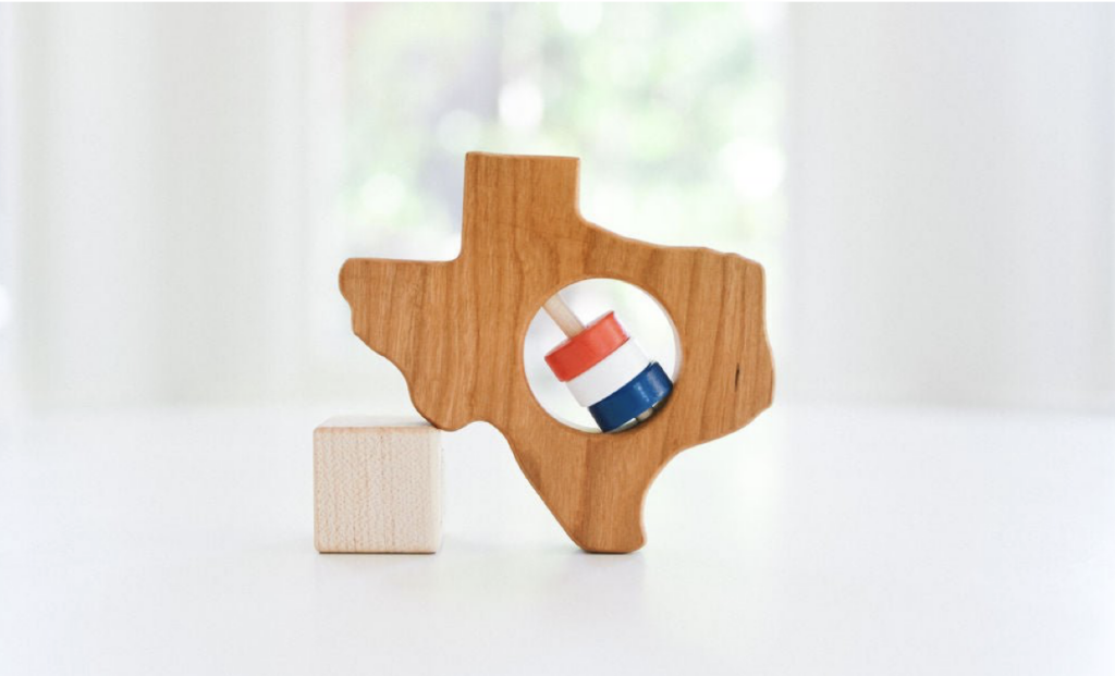 Texas State Wooden Baby Rattle, $19.99