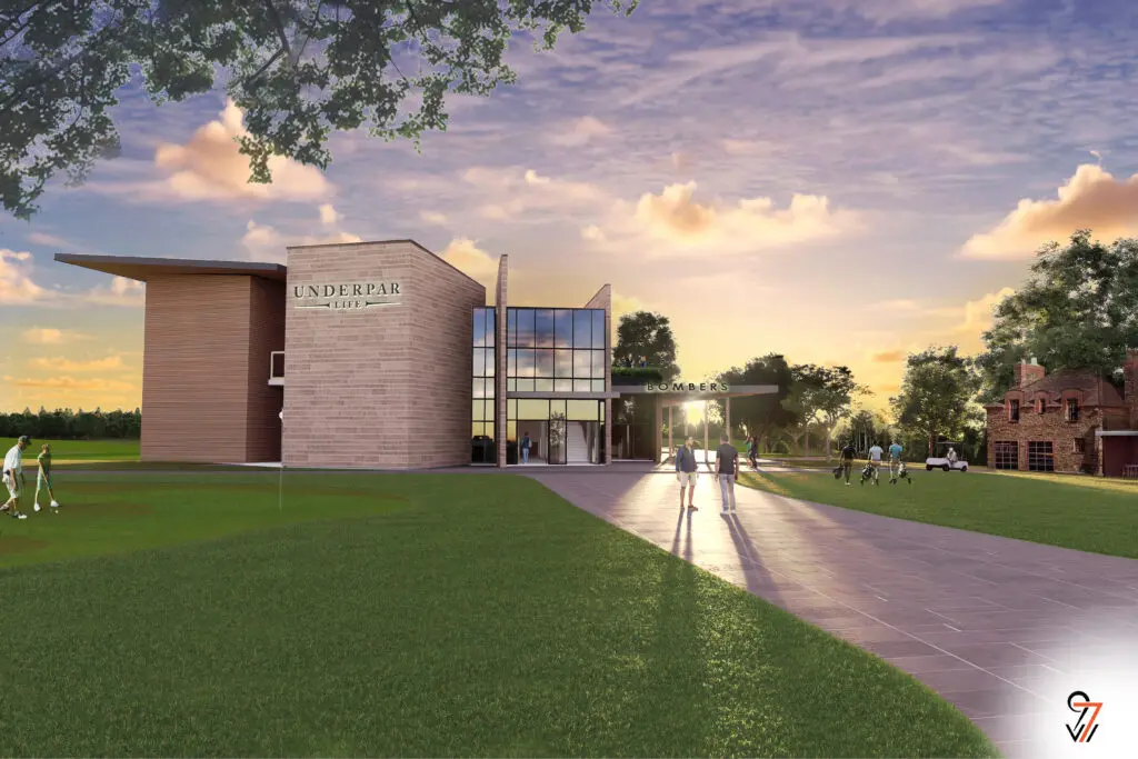 UnderPar Life has big plans of expanding golf-centric entertainment venues with realistic Trackman technology and upscale dining. (Rendering by 97w)