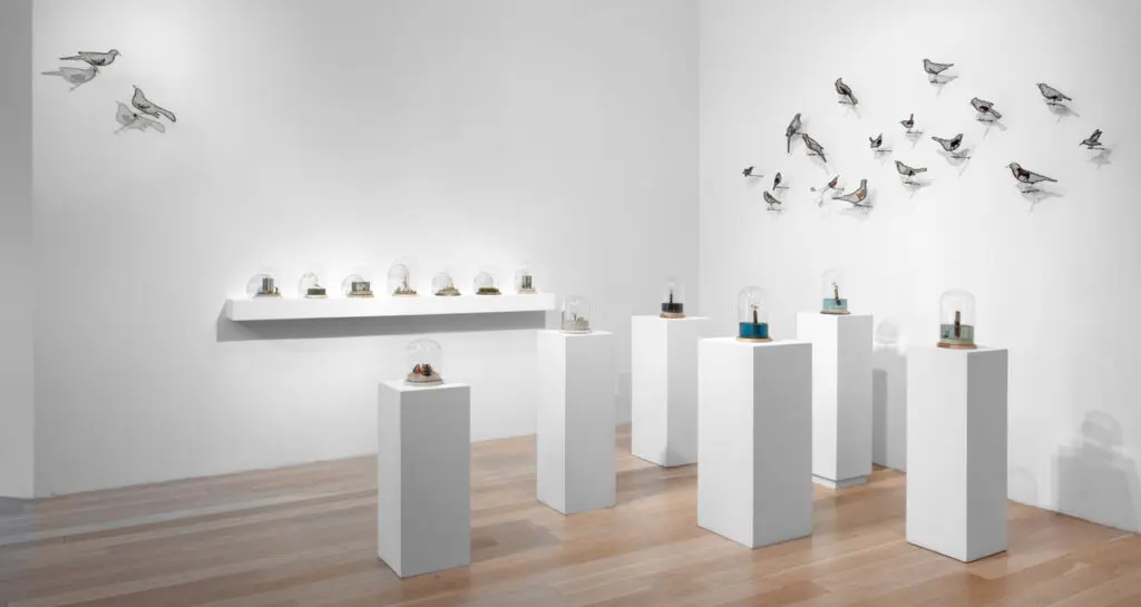 Installation view of "Helen Altman: Birds with Animals & I Have a Story," 2023 at Moody Gallery (Courtesy Moody Gallery)