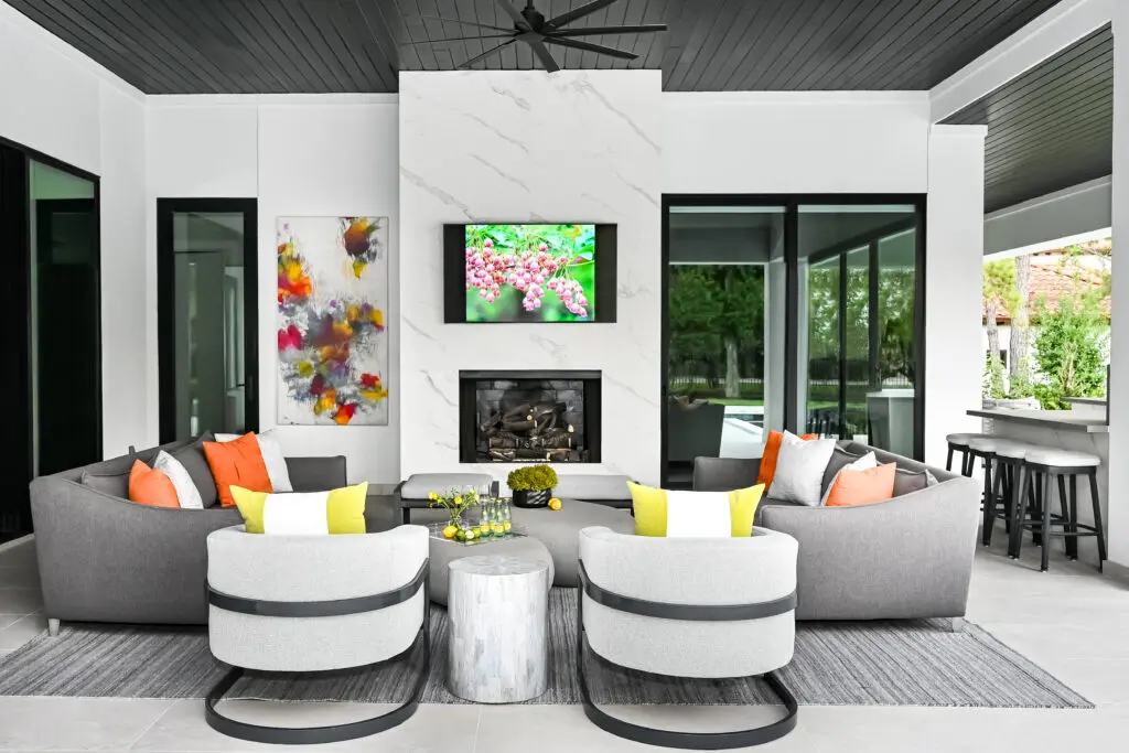 The outdoor spaces at this Carlton Woods estate are impressive too.