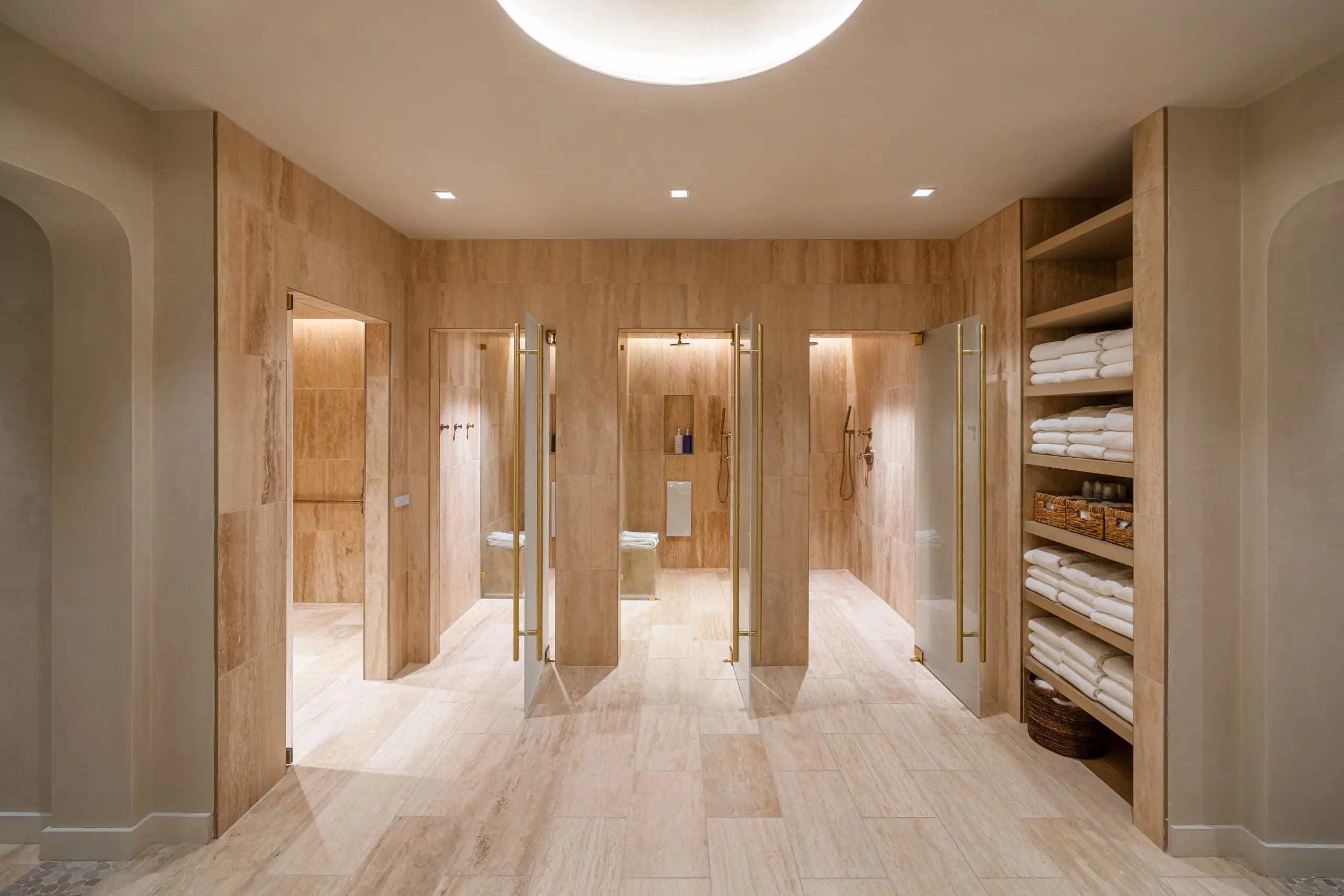 The shower area at Fort Worth's new Canyon Ranch Wellness Club makes fitting in your workout a breeze. (Courtesy Canyon Ranch)