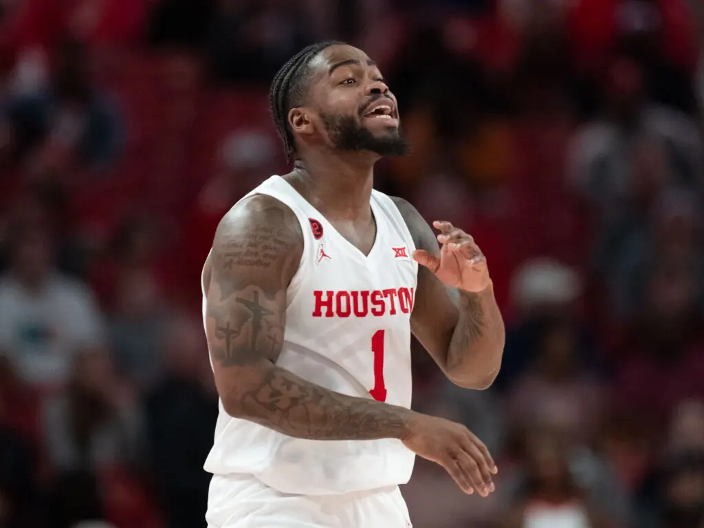 University of Houston point guard Jamal Shead stood out as one of the best leaders in college sports. (Photo by F. Carter Smith)
