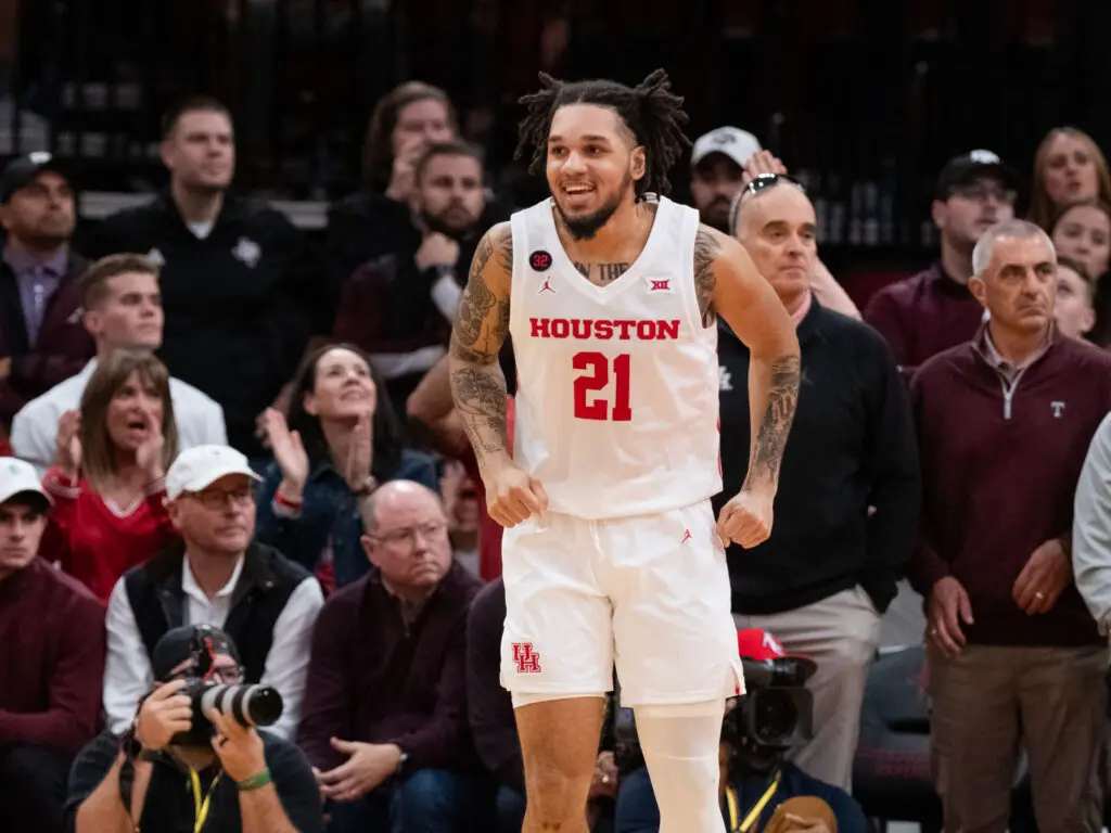 University of Houston guard Emanuel Sharp can hit threes in bunches. (Photo by F. Carter Smith)