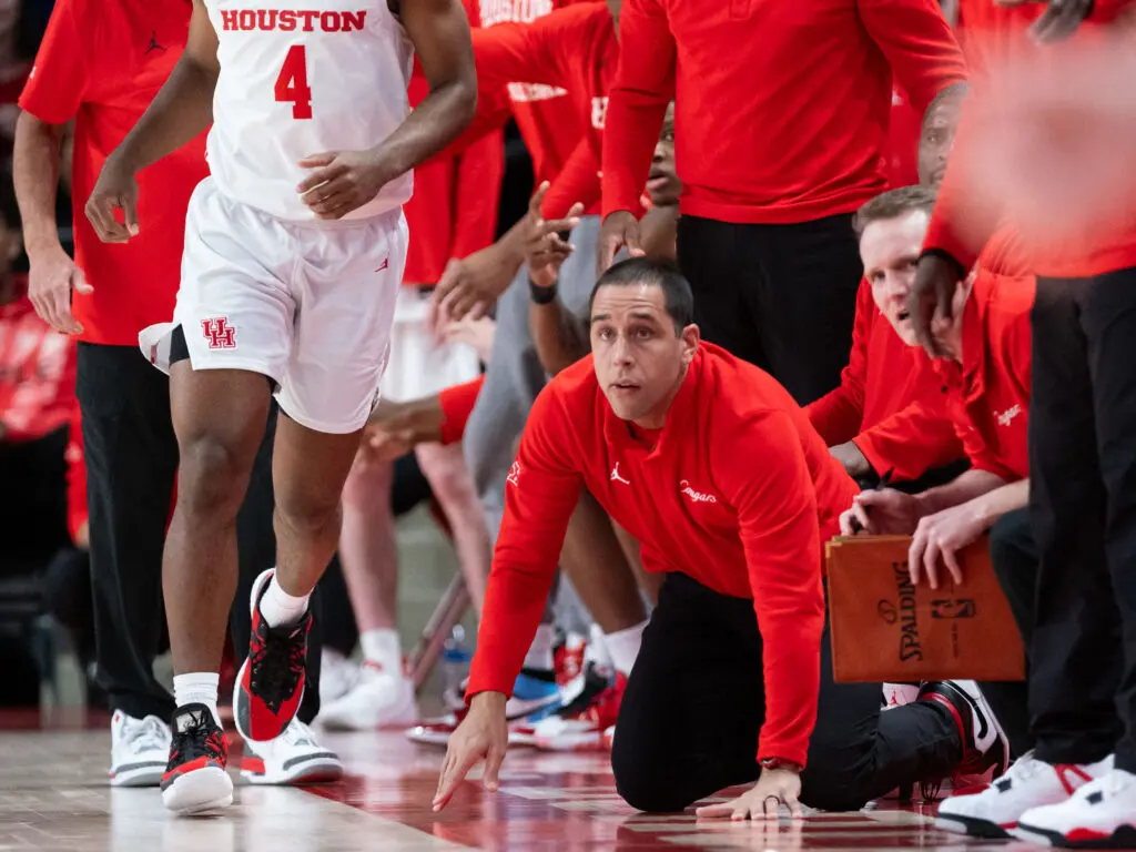 University of Houston assistant coach Kellen Sampson brings plenty of intensity. (Photo by F. Carter Smith)