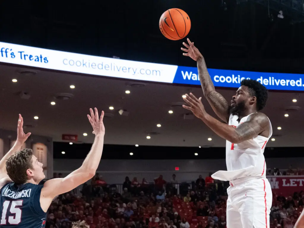 University of Houston point guard Jamal Shead looks to get his teammates going first. (Photo by F. Carter Smith)