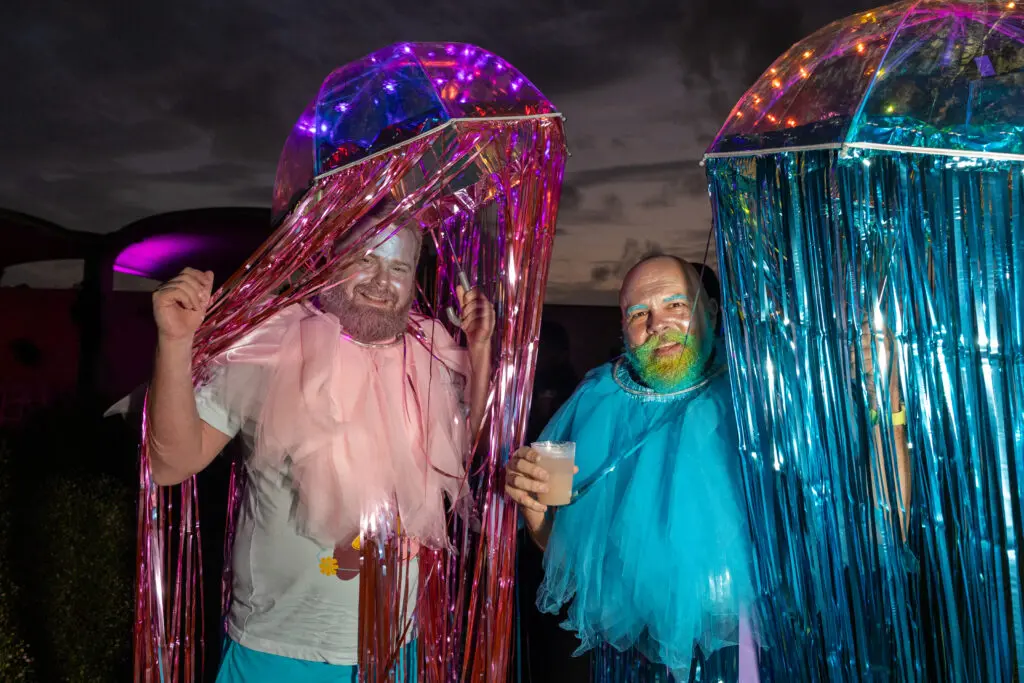 Doug Welsh & Mitch Pengra at Lawndale Art Center Hair Ball  (Photo by Jenny Antill Clifton)