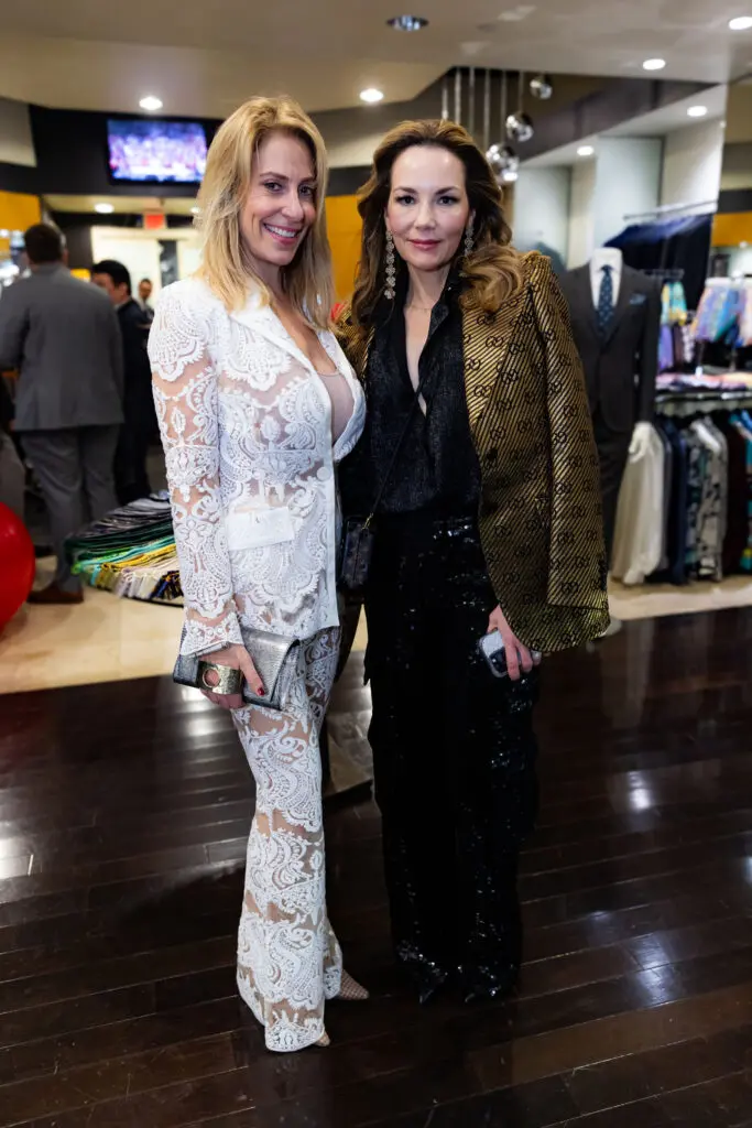 Jessica Meyer, Laurel Weinstein at the Festari for Men 30th anniversary fete and holiday party.   (Photo by Steven Traylor)