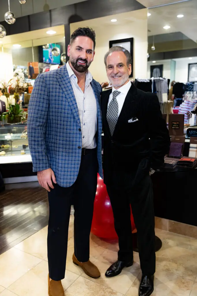 Dr. Khaled Khalaf, Rudy Festari at the Festari for Men 30th anniversary fete and holiday party.   (Photo by Steven Traylor)