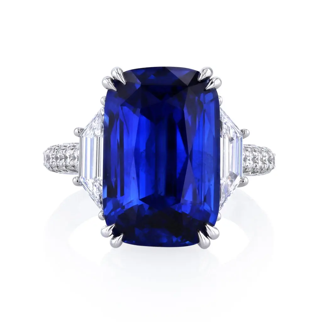 Go bold and make a statement with this sapphire and diamond ring.