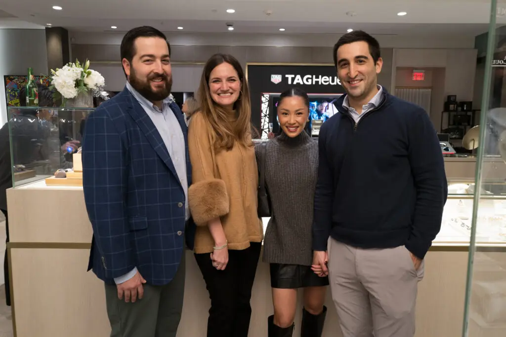 Jacob & Leah Halevy, Jasmine Nguyen, Daniel Halevy at the Zadok holiday party (Photo by Daniel Ortiz)