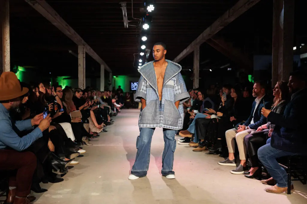 Neal Hamil Agency model Brandon Lee on the runway at Magpies & Peacocks After Dark (Photo by Jay Marroquin)