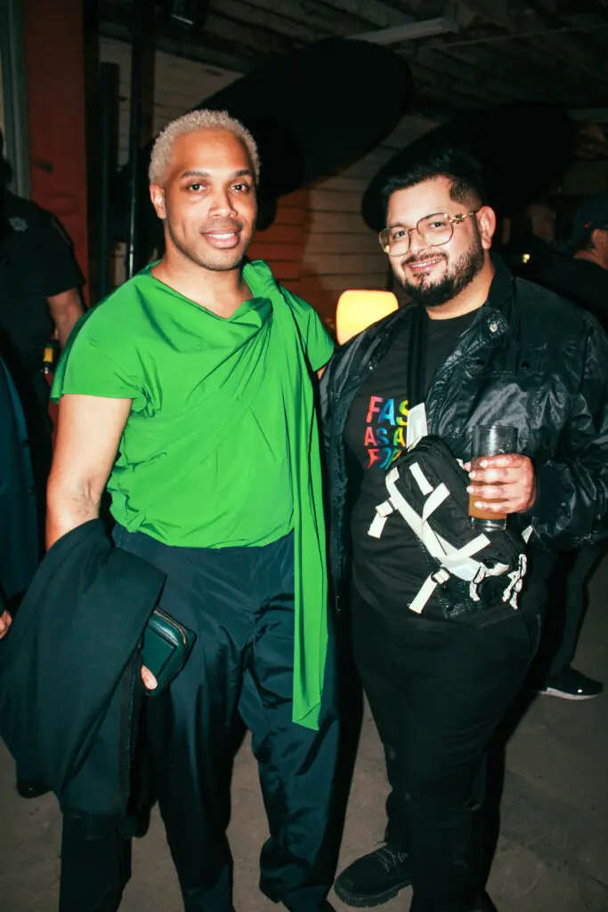 Iclan Studios creative director Clarence Lee with hairstylist Fabian at Magpies & Peacocks After Dark (Photo by Jesse Greene)