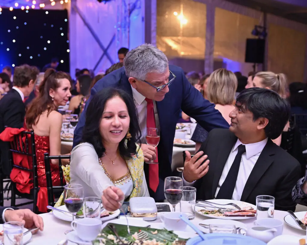 Madhu Reddy, Dr. Paul Klotman, Dr. Pavan Reddy at the Baylor College of Medicine 'Culinary Stars Shine for Cancer Research' dinner at POST Houston (Photo by Alejandro Montoya)