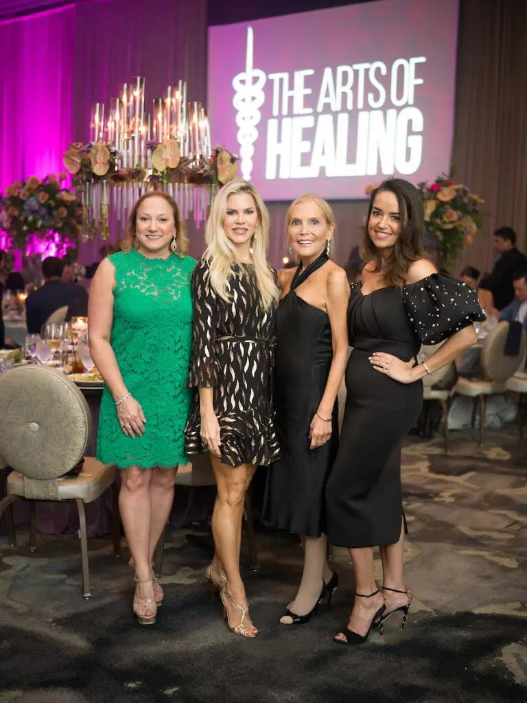 Mignon Gill, Faith Majors, Kristen Cannon, Maria Moncada-Alaloui at the Arts of Healing Foundation Physician Art Show and Dinner at the Post Oak Hotel (Photo by Daniel Ortiz)