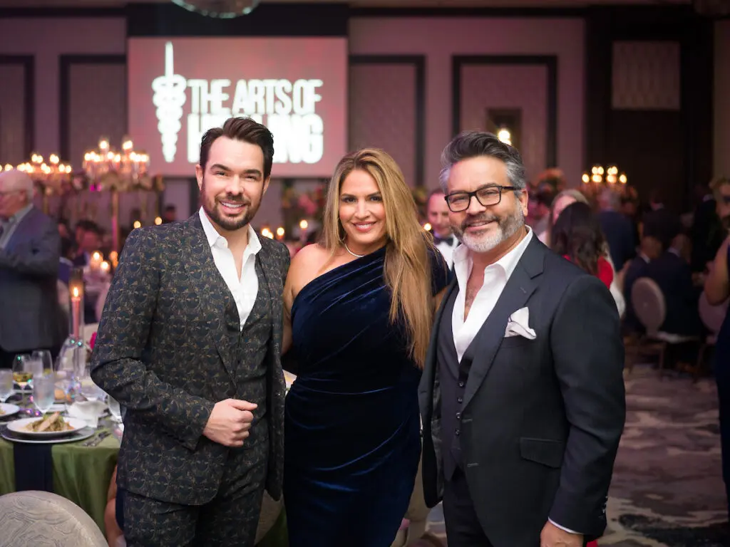 Rubens Franz, Mirna Herr, Bernie Cantu at the Arts of Healing Foundation Physician Art Show and Dinner at the Post Oak Hotel (Photo by Daniel Ortiz)