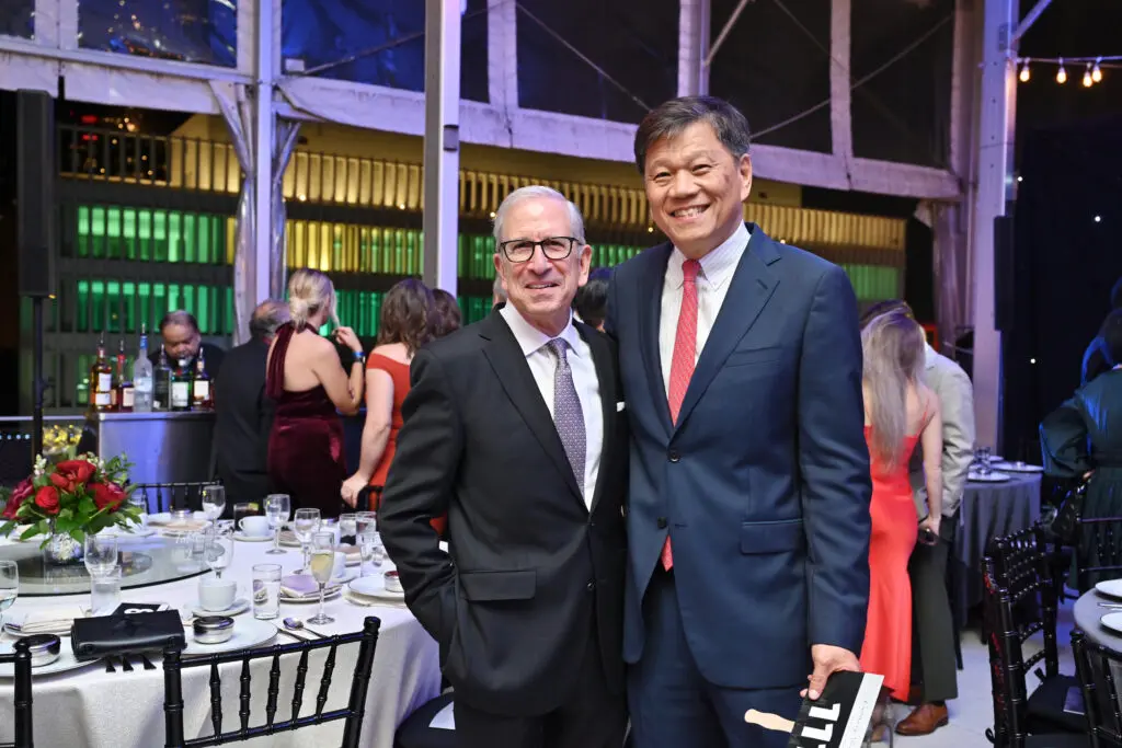Sandy Aron, Frank Liu at the Baylor College of Medicine 'Culinary Stars Shine for Cancer Research' dinner at POST Houston (Photo by Alejandro Montoya)