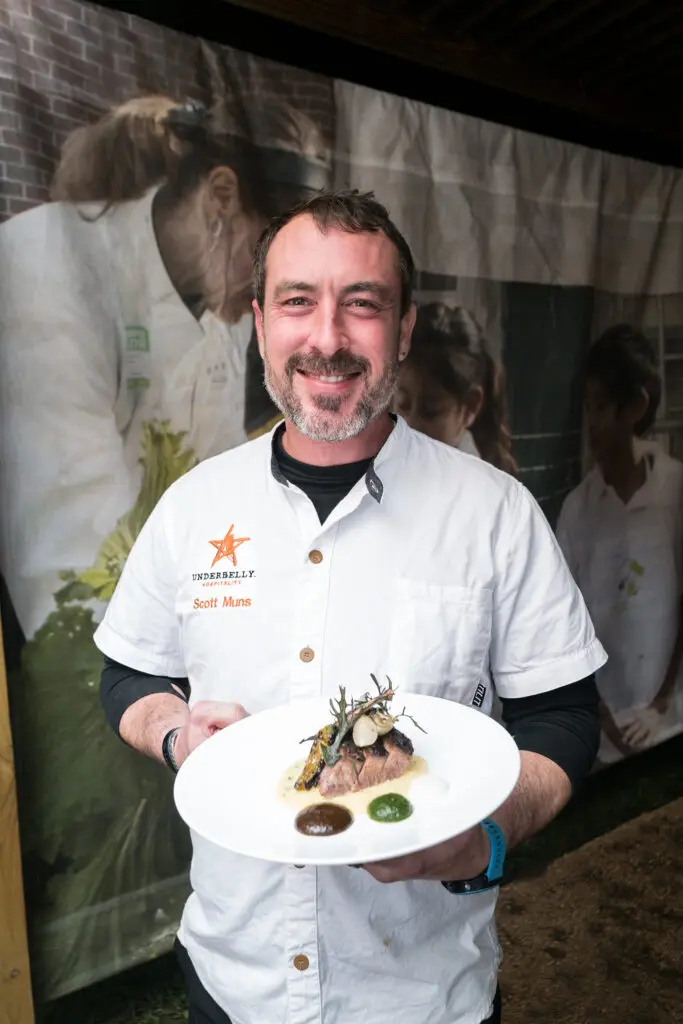 Chef Scott Muns of Wild Oats, Underbelly Hospitality at the Delicious Alchemy dinner. (Photo by Daniel Ortiz)