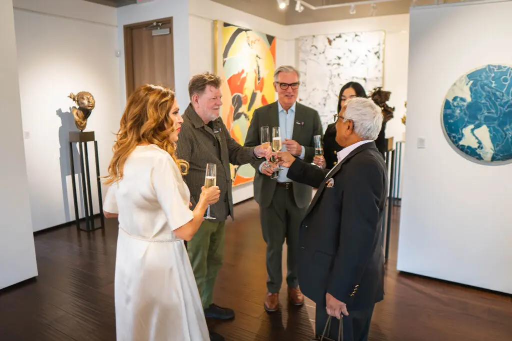 Elva Camacho, David Settles, Erik Oswald, Melissa Marquez, Dr. Madaiah Revana at the Art of the World Gallery Auction