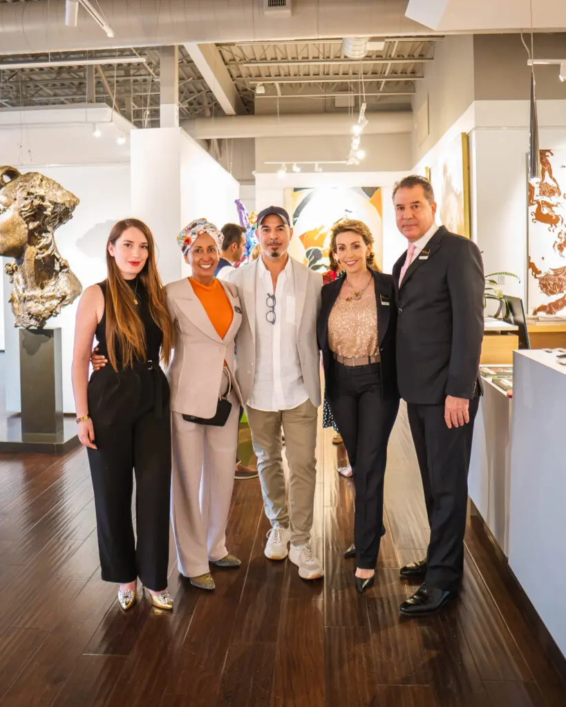 Veronica Lopez, Johanna Donson, Javier Marín, gallery owners Liliana Molina & Mauricio Vallejo at Art of the World Gallery Auction