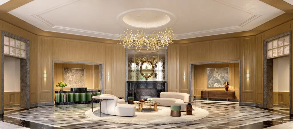 The Grand Lobby at The Ritz Carton Residences, The Woodlands reflects the glamour of this new community.