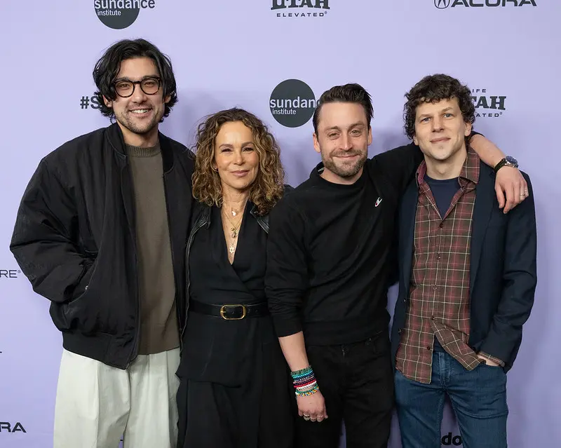 The cast of “A Real Pain” , Will Sharpe, Jennifer Grey, Kieran Culkin and Jesse Eisenberg appear at the Sundance Film Festival 