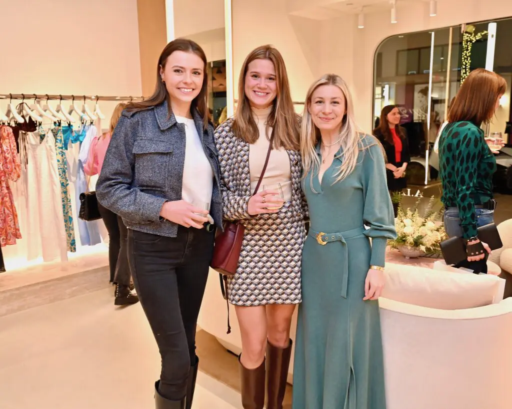 Ann Staniford, Gabi Schlegel, Carlie Dietert at the A.L.C. opening in River Oaks District.