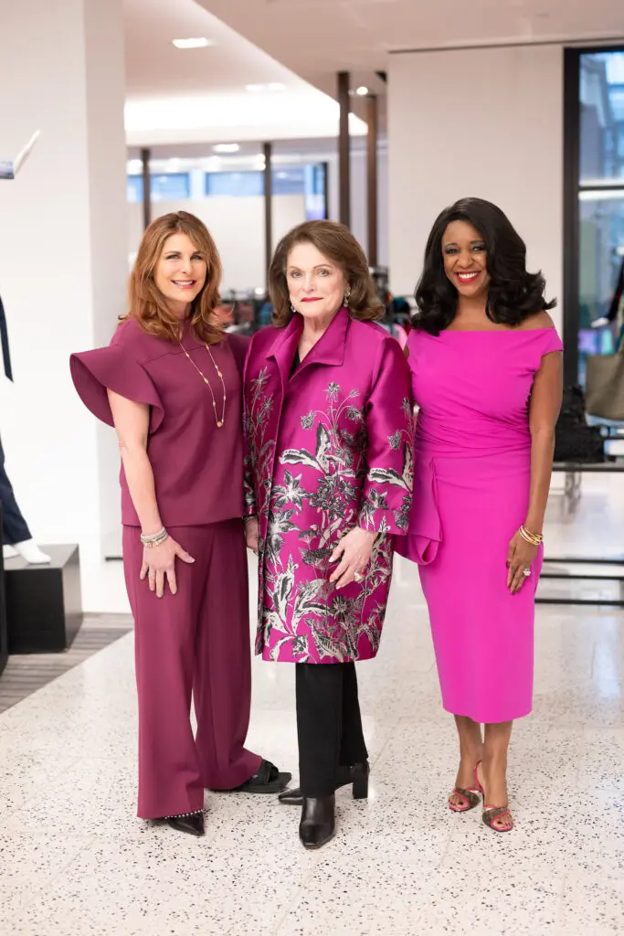 Luncheon chairs Cynthia Wolff, Beth Wolff, Jacquie Baly Craig  at Tootsies for the American Cancer Society Tickled Pink Luncheon launch. (Photo by Daniel Ortiz)